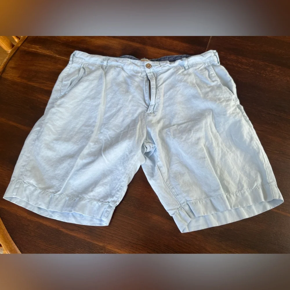 Faherty Malibu Linen Blend Shorts Men’s Sz 35 Light Blue Chino 9” Inseam (36x9)